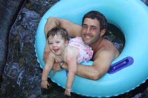 Jolee Kate floatin' with her Daddy